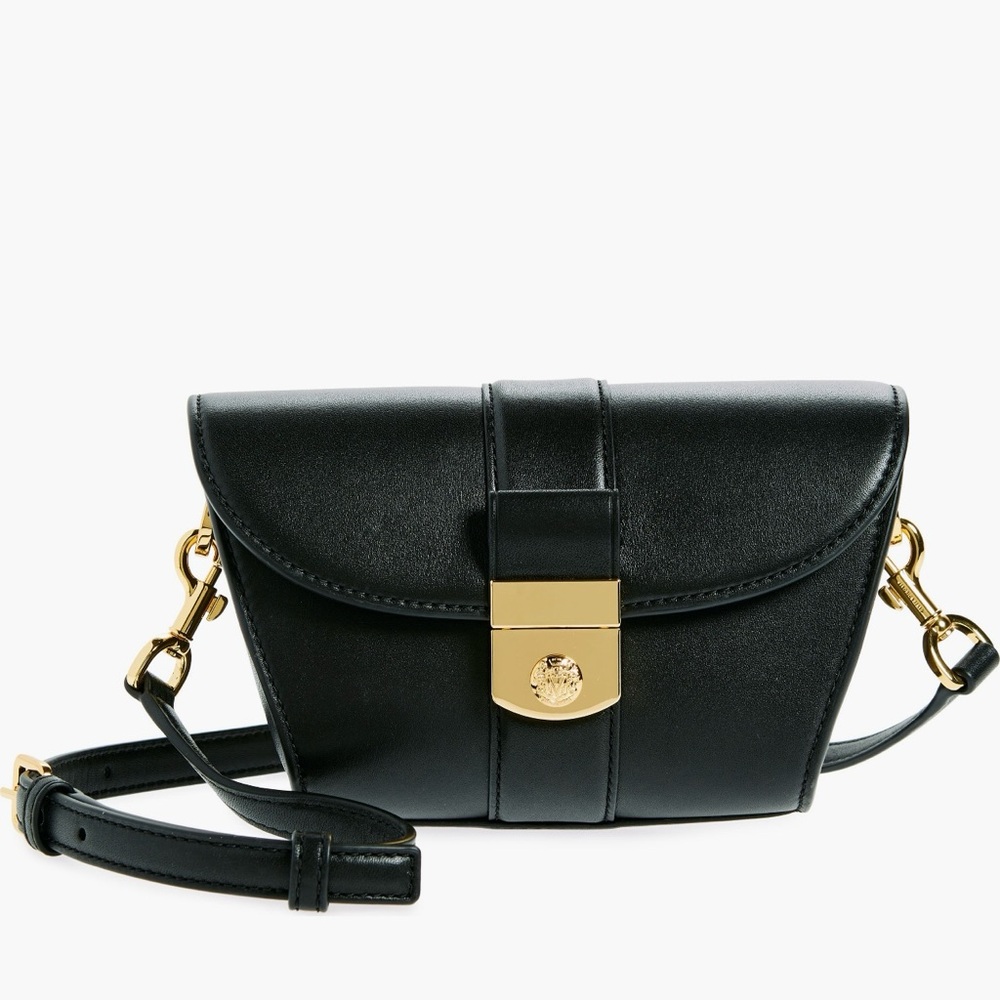 Veronica Beard Small Crest Lock Trap Bag  - Black
